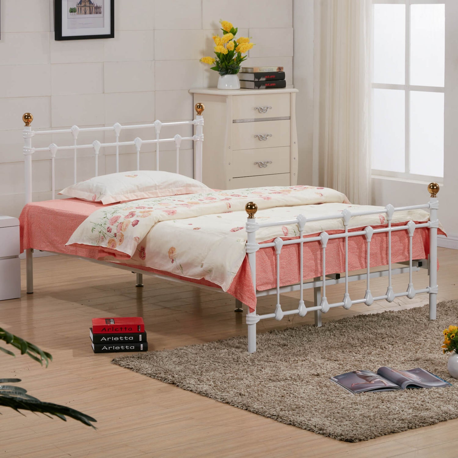 Heartlands Rochelle Metal Bed-Double White-Better Bed Company