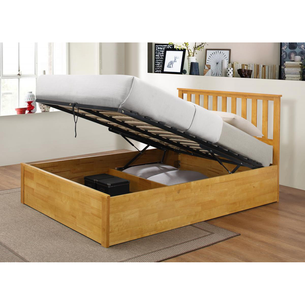 Heartlands Furniture Zoe Ottoman Bed Oak-Better Bed Company