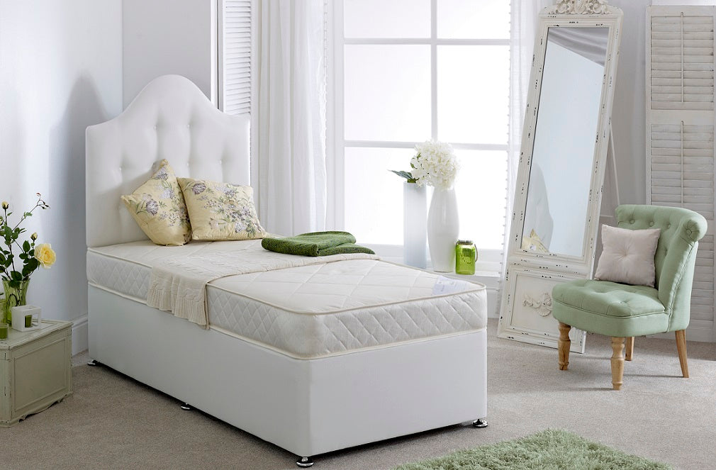 Bedmaster Diamond Divan Bed White Fabric-Better Bed Company