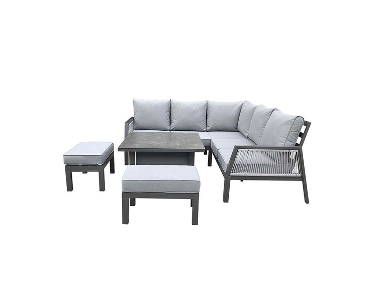 Signature Weave Bettina Corner Dining Gas Firepit Set Grey-Better Bed Company