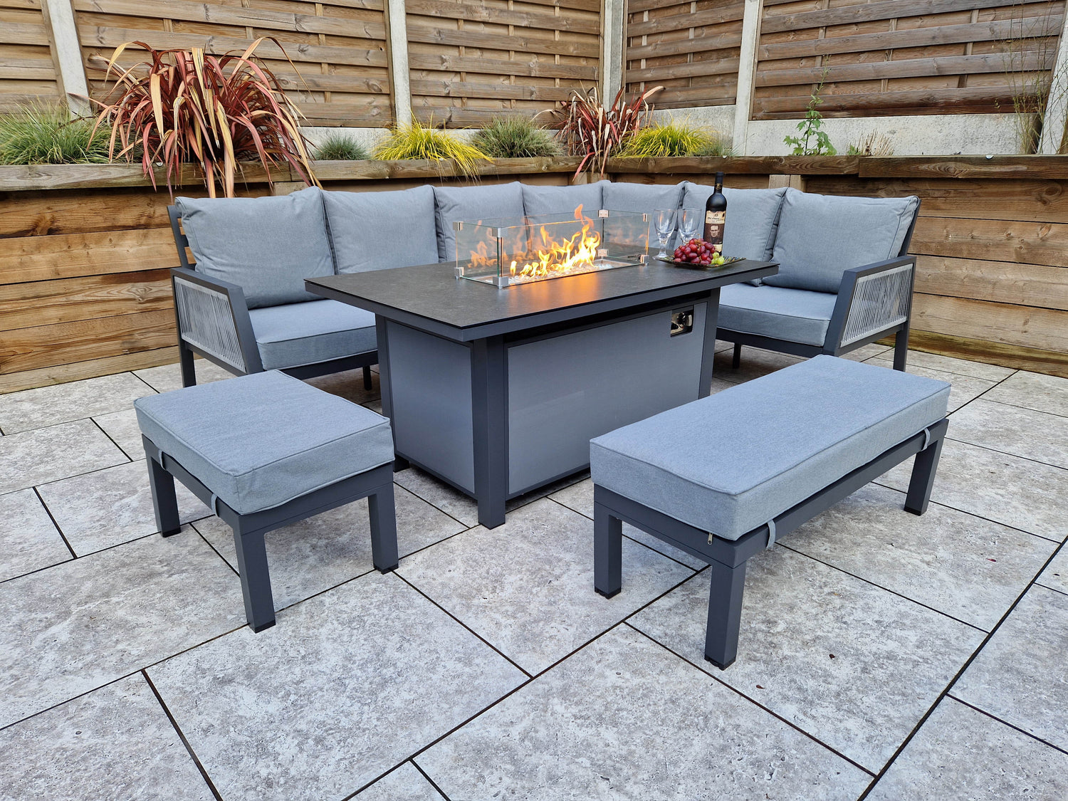 Signature Weave BETTINA Bettina Corner Dining With Gas Fire Pit-Better Bed Company