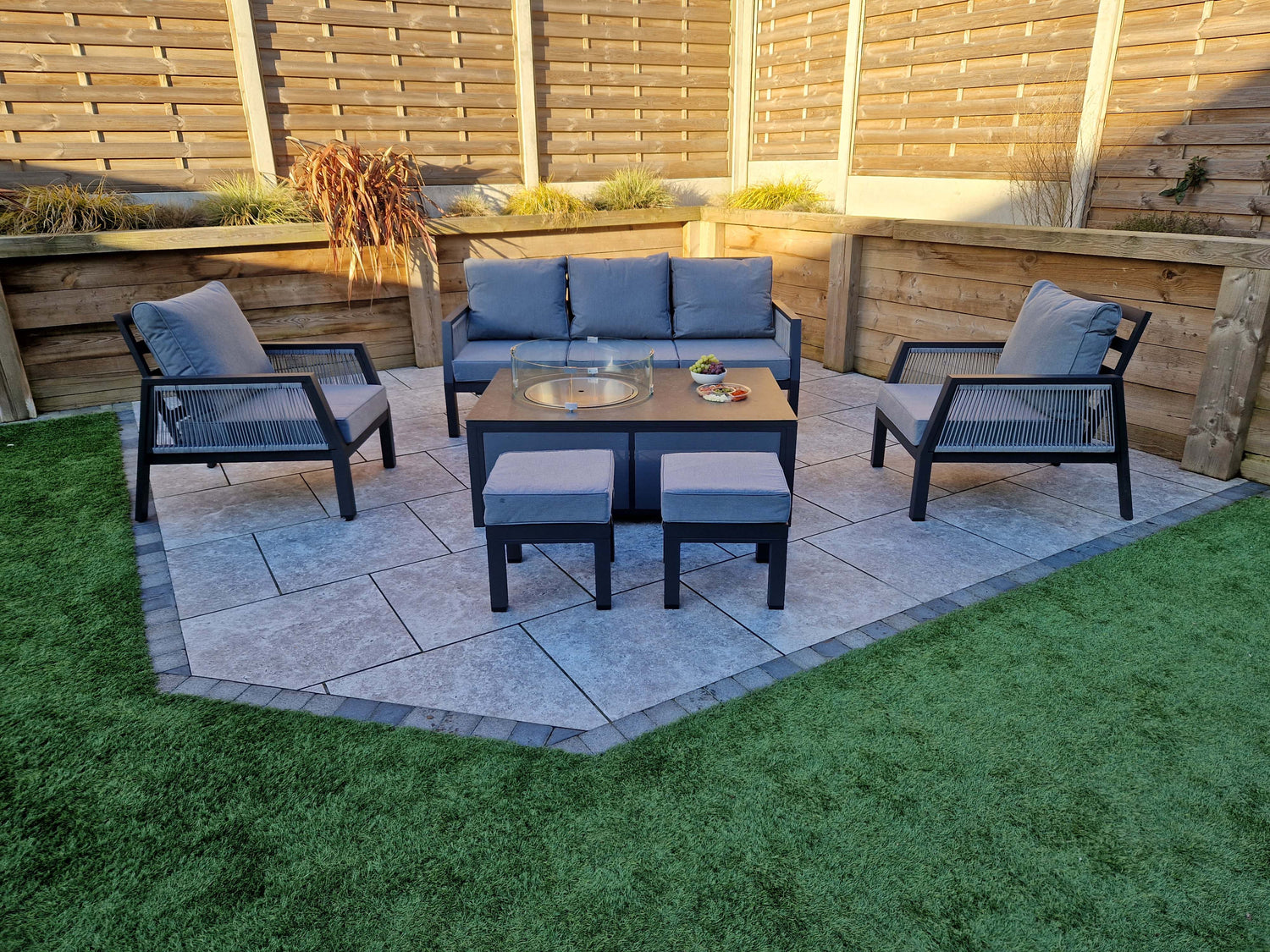 Signature Weave BETTINA 3 Seat Sofa + 2 Armchairs & Gas Fire Pit Table Set-Better Bed Company