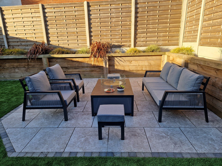 Signature Weave BETTINA 3 Seat Sofa + 2 Armchairs & Gas Fire Pit Table Set-Better Bed Company