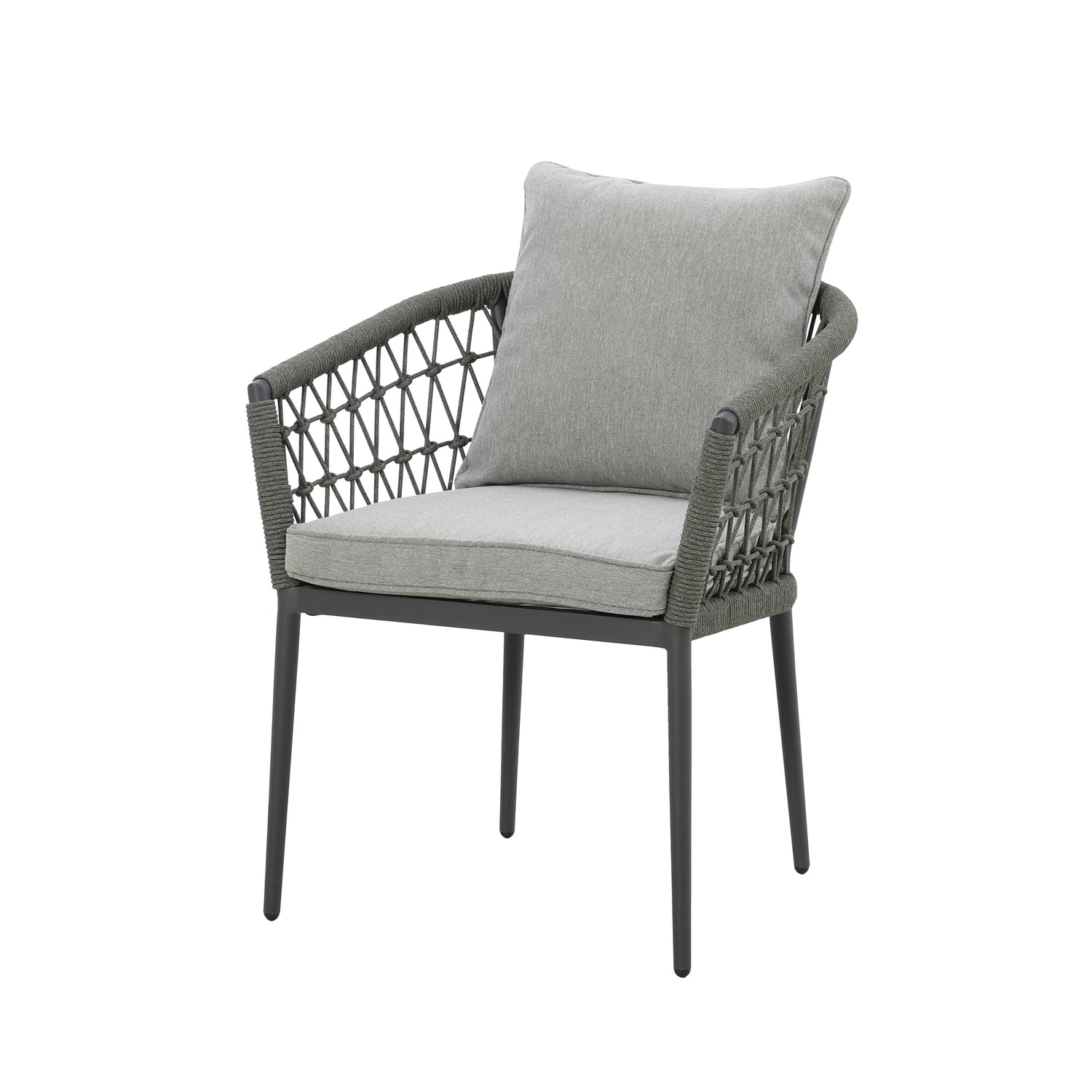 Maze Monaco Rope Weave Pair of Dining Chairs Charcoal-Better Bed Company