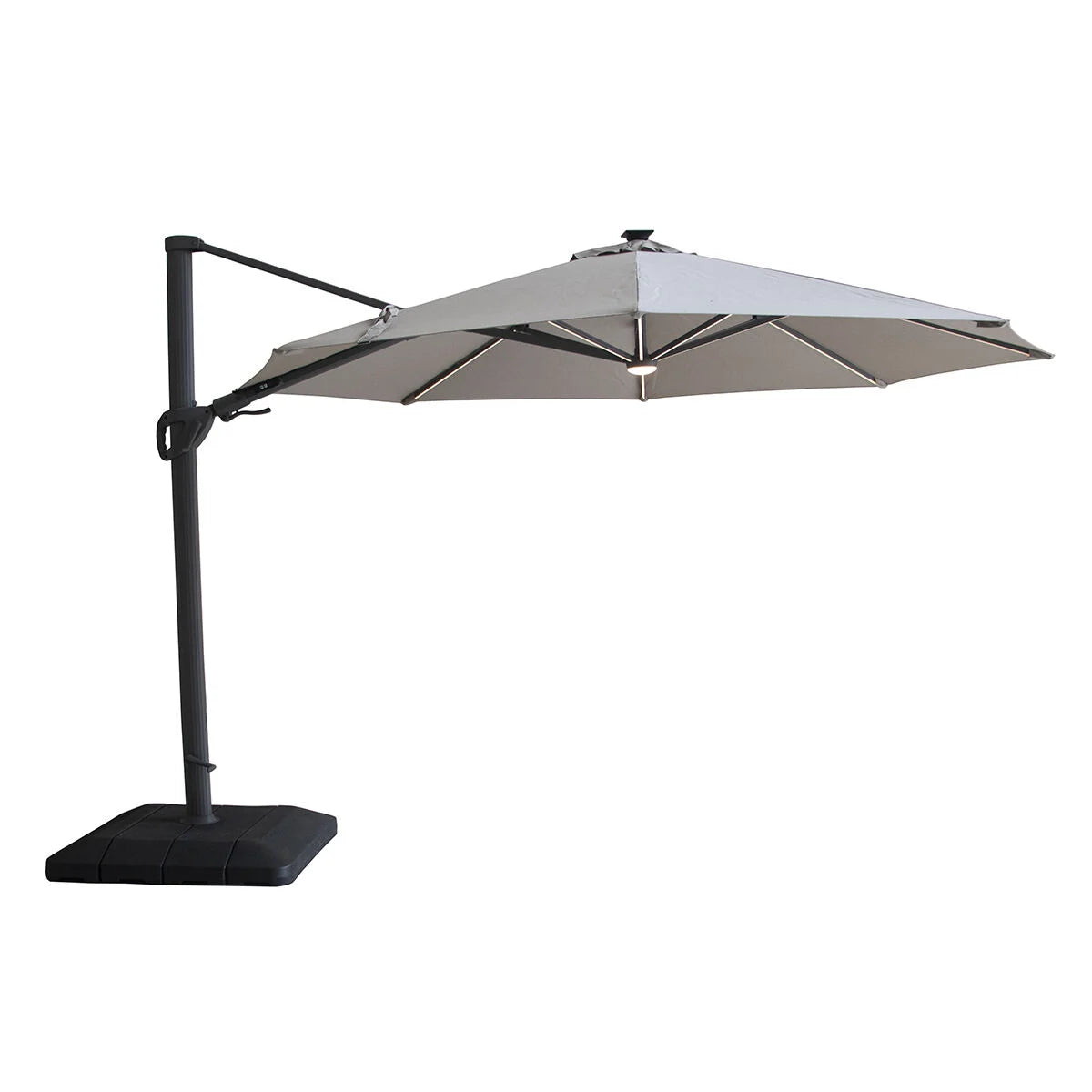 Maze Aramis Solar LED 3.5m Round Rotating Cantilever Parasol White Pepper Beige-Better Bed Company