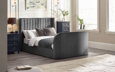 Julian Bowen Clara Side Lift Ottoman TV Bed Headboard Dark Grey-Better Bed Company