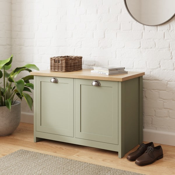 GFW Lancaster Ottoman Storage Bench Sage Green-Better Bed Company