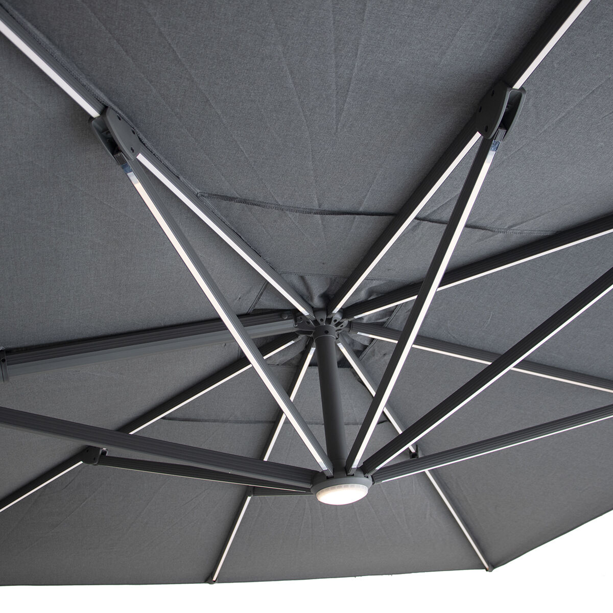 Maze Aramis Solar LED 3m x 4m Rectangular Rotating Cantilever Parasol Charcoal Grey-Better Bed Company