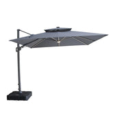 Maze Apollo Solar LED 3m x 3m Square Rotating Cantilever Parasol Charcoal Grey-Better Bed Company