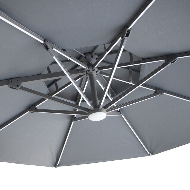 Maze Apollo Solar LED 3m Round Rotating Cantilever Parasol-Better Bed Company