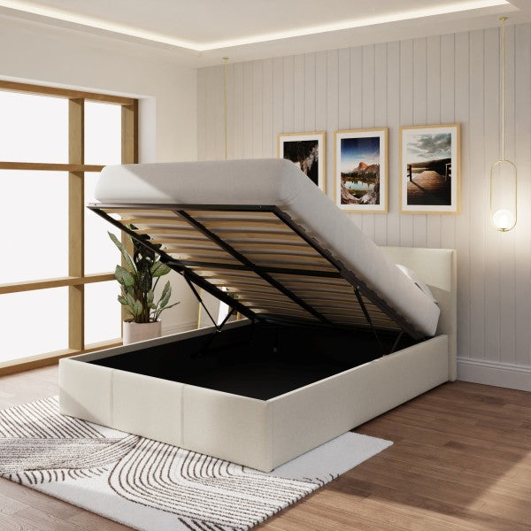 GFW End Lift Natural Fabric Ottoman Bed Double-Better Bed Company