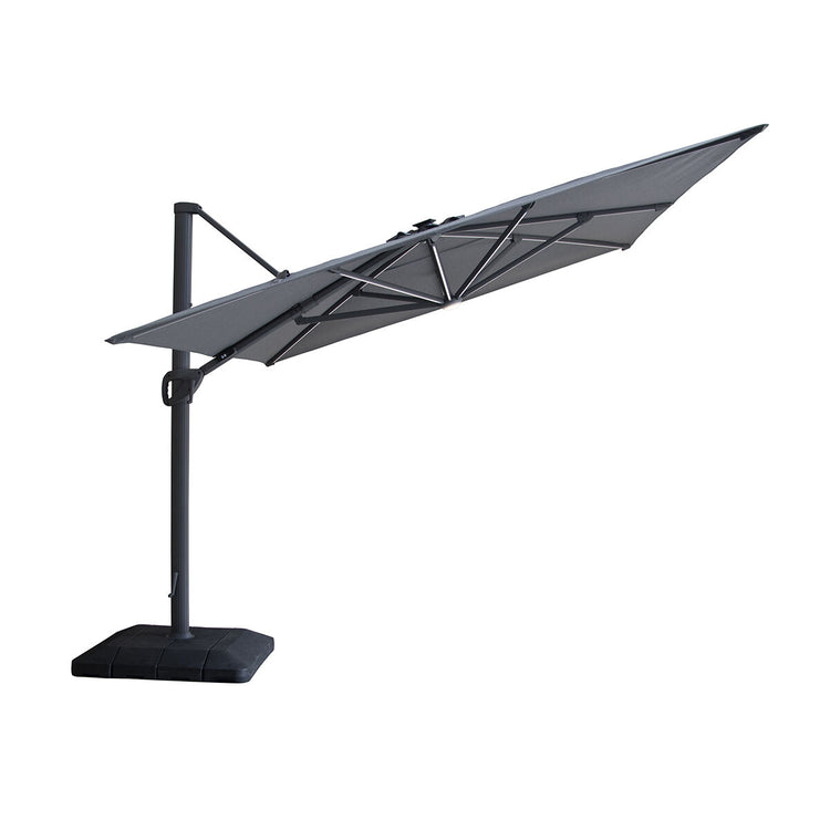 Maze Aramis Solar LED 3m x 4m Rectangular Rotating Cantilever Parasol Charcoal Grey-Better Bed Company