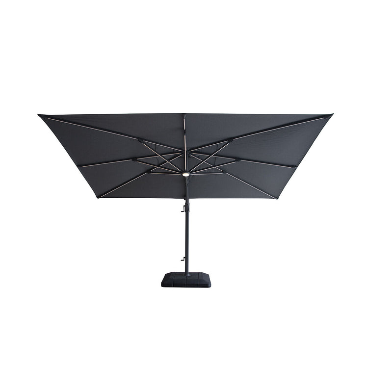 Maze Aramis Solar LED 3m x 4m Rectangular Rotating Cantilever Parasol Charcoal Grey-Better Bed Company