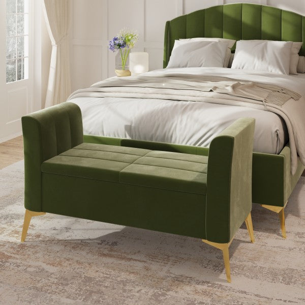 GFW Pettine Ottoman Storage Bench Green-Better Bed Company