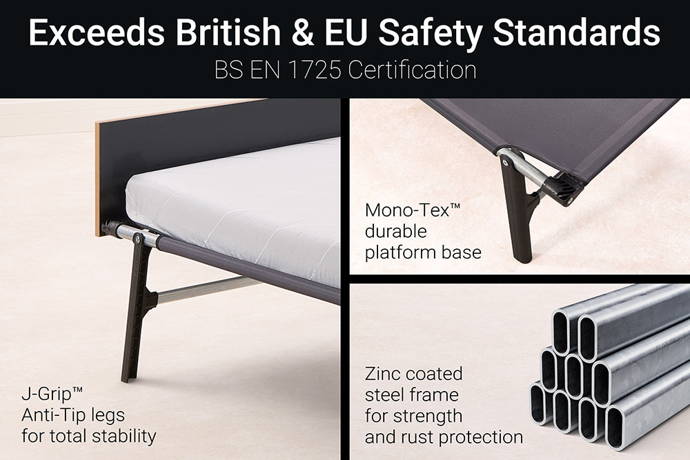 Jay-Be Rollaway Folding Bed with e-Fibre Mattress Safety Spec-Better Bed Company