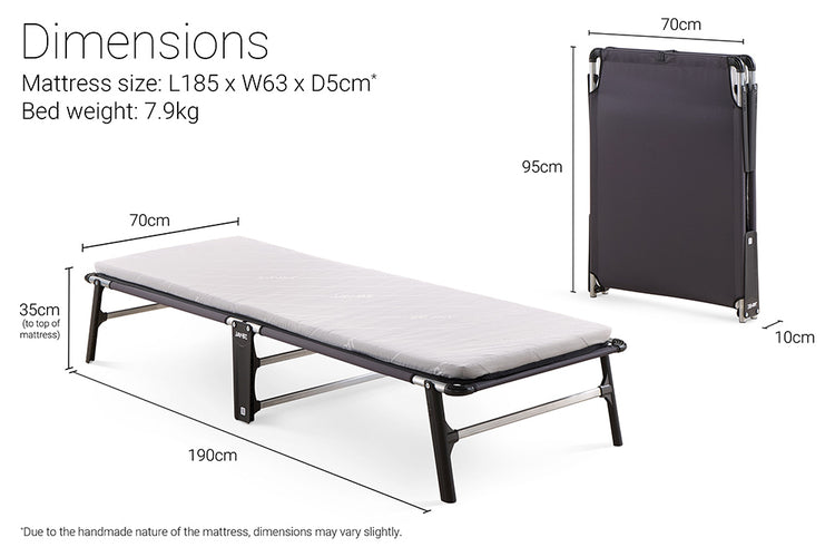 Jay-Be Compact Folding Bed with e-Fibre™ Mattress Dimensions-Better Bed Company