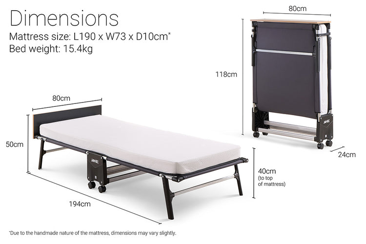 Jay-Be Rollaway Folding Bed with Memory Mattress Dimensions-Better Bed Company