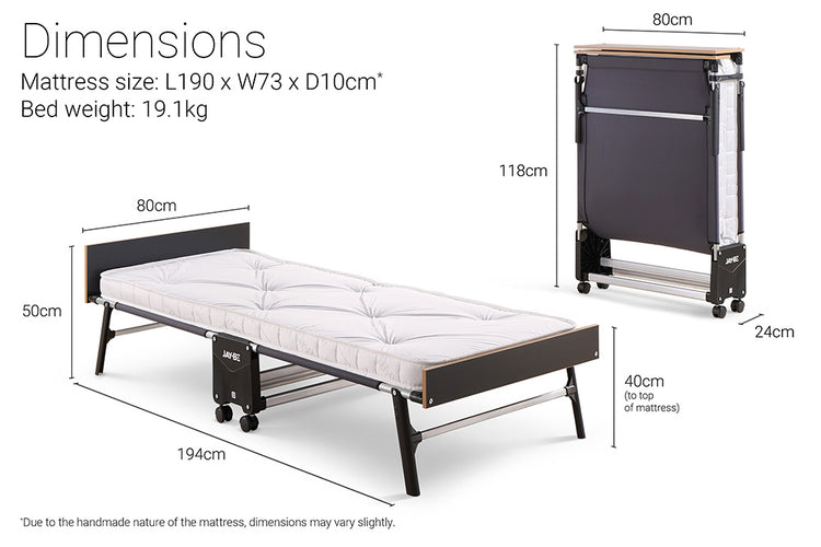 Jay-Be Grand Folding Bed with e-Pocket™ Mattress Single Dimensions-Better Bed Company