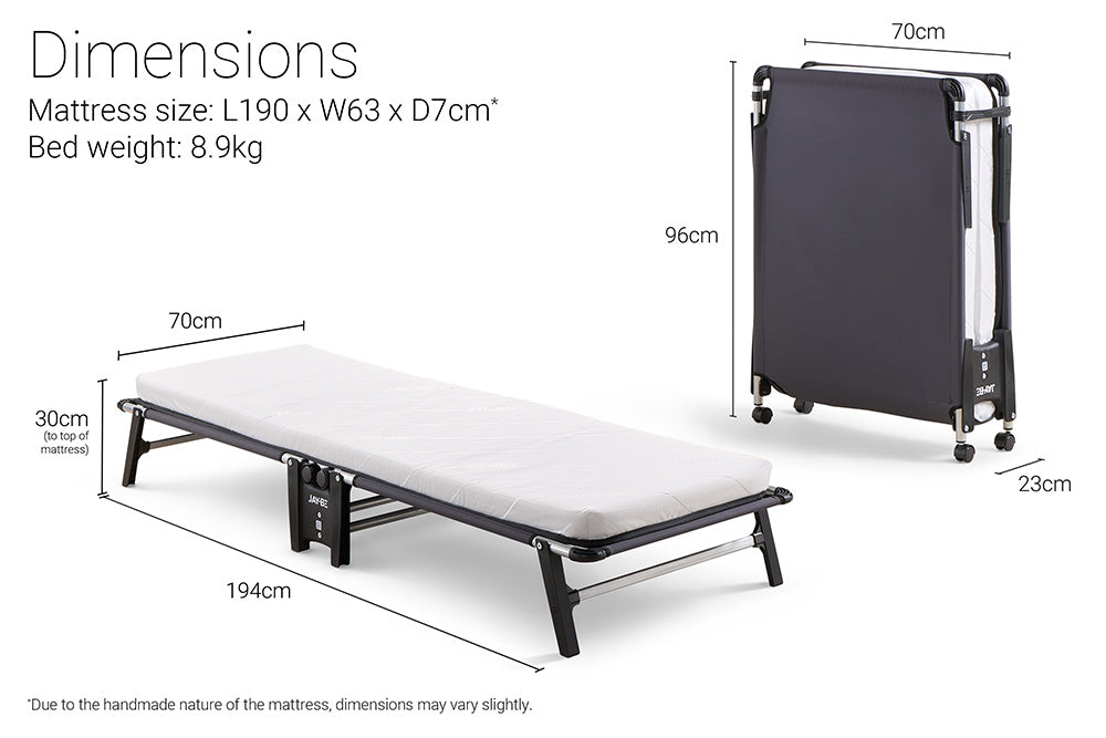 Jay-Be Hideaway Folding Bed with e-Fibre Mattress Dimensions-Better Bed Company