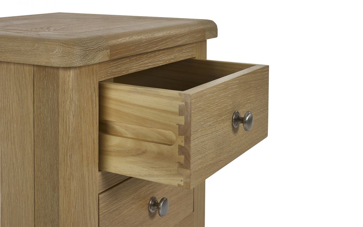 Julian Bowen Memphis Limed Oak 3 Drawer Bedside Table Side Of Drawer-Better Bed Company