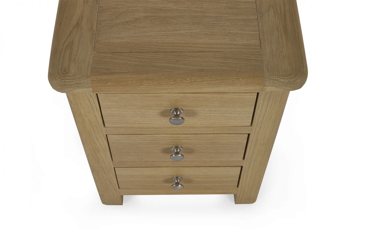 Julian Bowen Memphis Limed Oak 3 Drawer Bedside Table Birds Eye-Better Bed Company