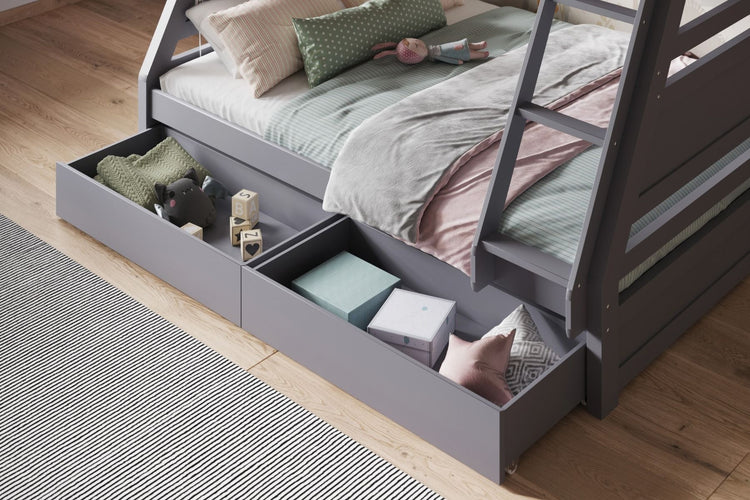 Better Triple Bunk Bed Grey Drawers-Better Bed Company