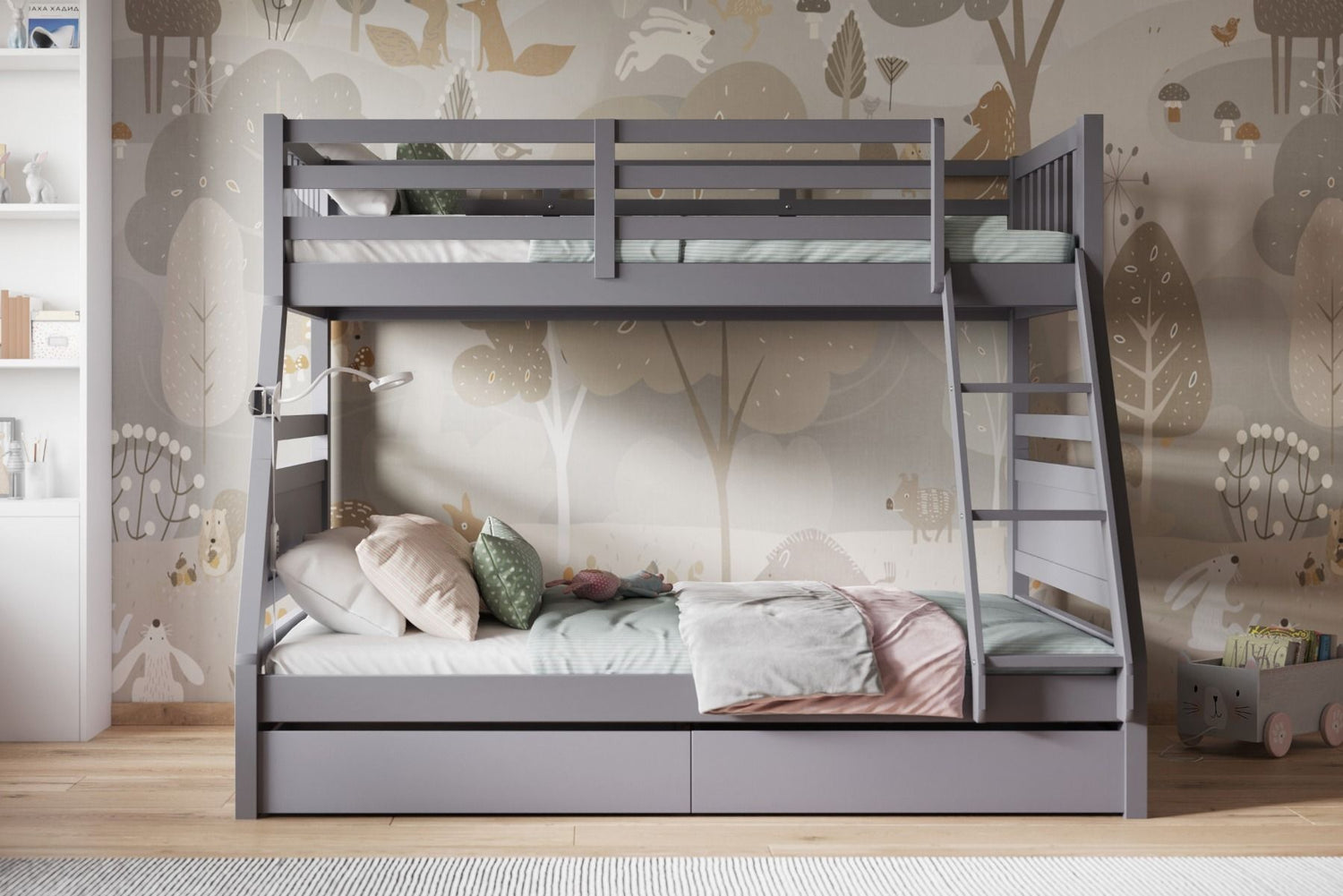 Better Triple Bunk Bed Grey From Front-Better Bed Company