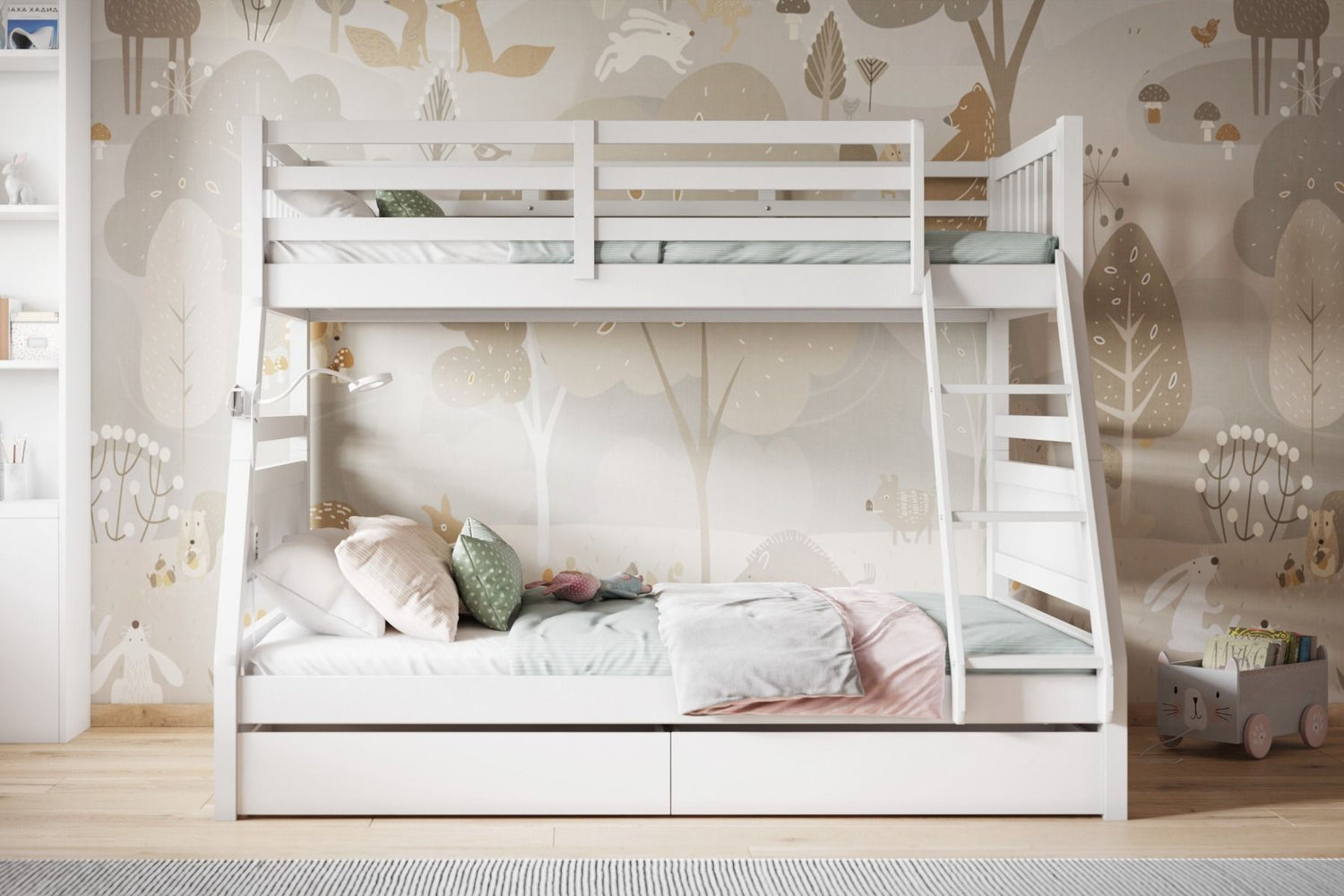 Better Triple Bunk Bed White From Front-Better Bed Company