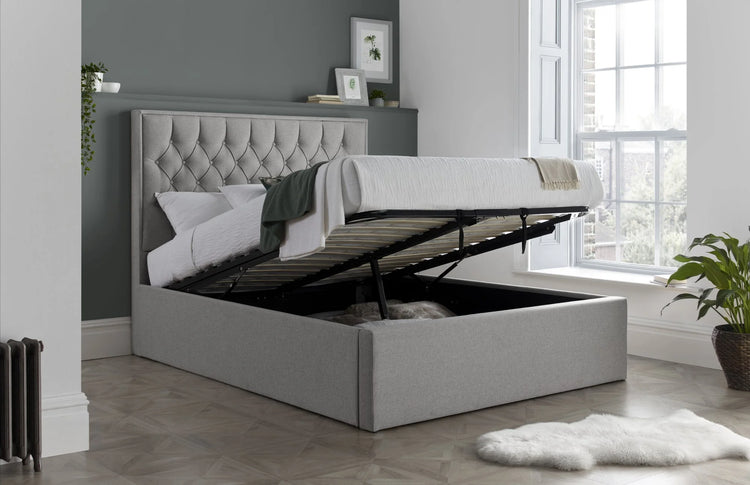 Bedmaster Wilson Ottoman Bed Grey Slightly Open-Better Bed Company