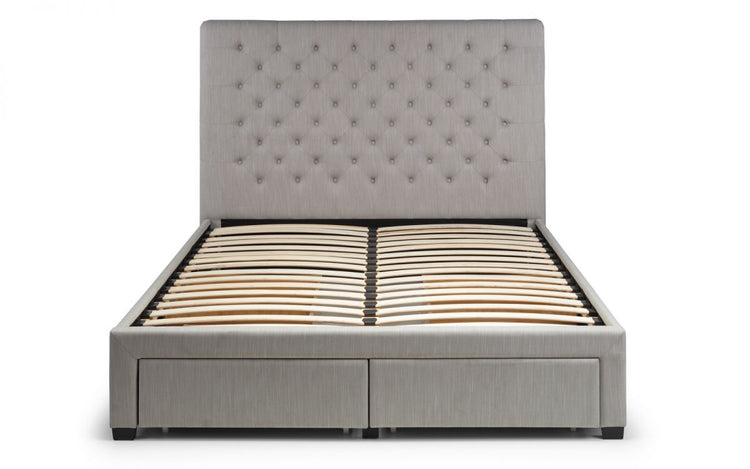 Aura 4 Drawer Fabric Bed Frame Slats On Show-Better Bed Company