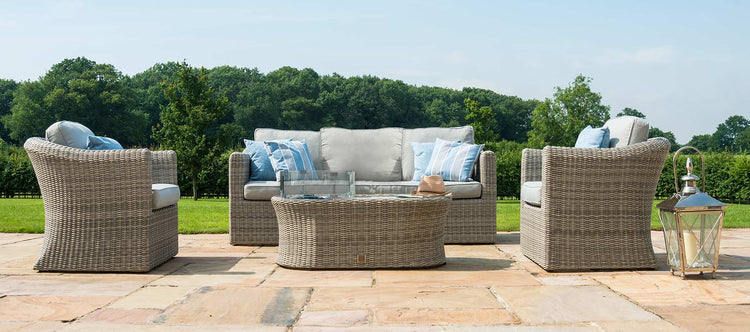 Maze Oxford 3 Seat Sofa Set with Fire Pit Coffee Table