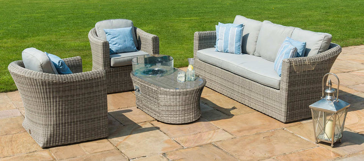 Maze Oxford 3 Seat Sofa Set with Fire Pit Coffee Table