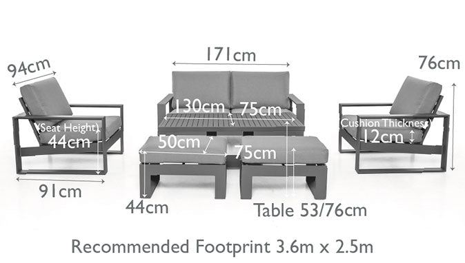 Maze Amalfi 2 Seat Sofa Set With Rising Table