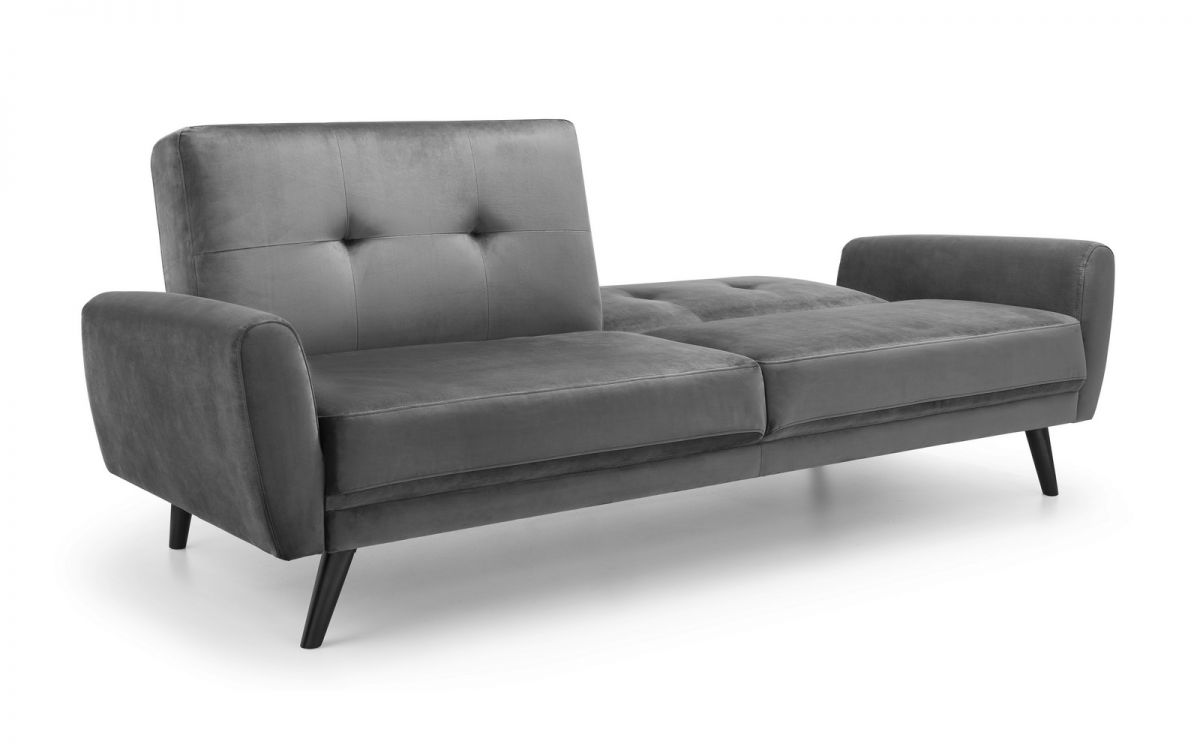 Julian Bowen Monza Sofa Bed Grey Velvet Position Part Down-Better Bed Company 