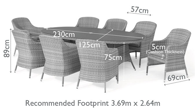 Maze Santorini 8 Seat Oval Rattan Dining Set